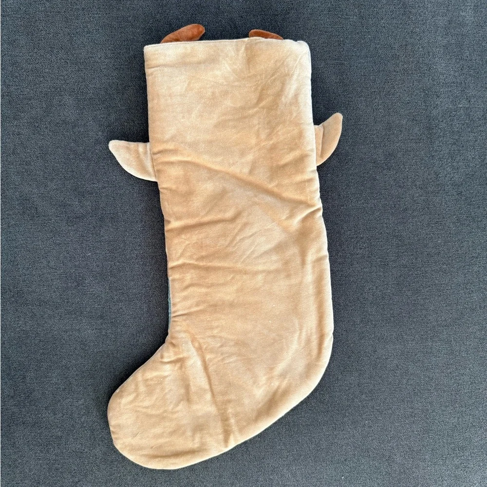 Crate & Barrel Wonderland Velvet Reindeer Kids Christmas Stocking